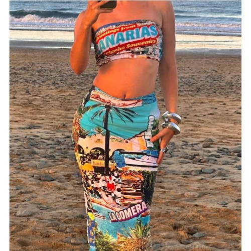 CHACHO TOURIST POSTAL SKIRT MULTICOLOR