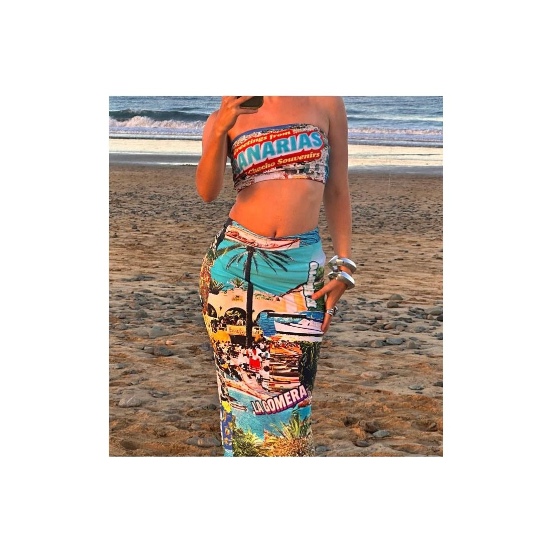 CHACHO TOURIST POSTAL SKIRT MULTICOLOR