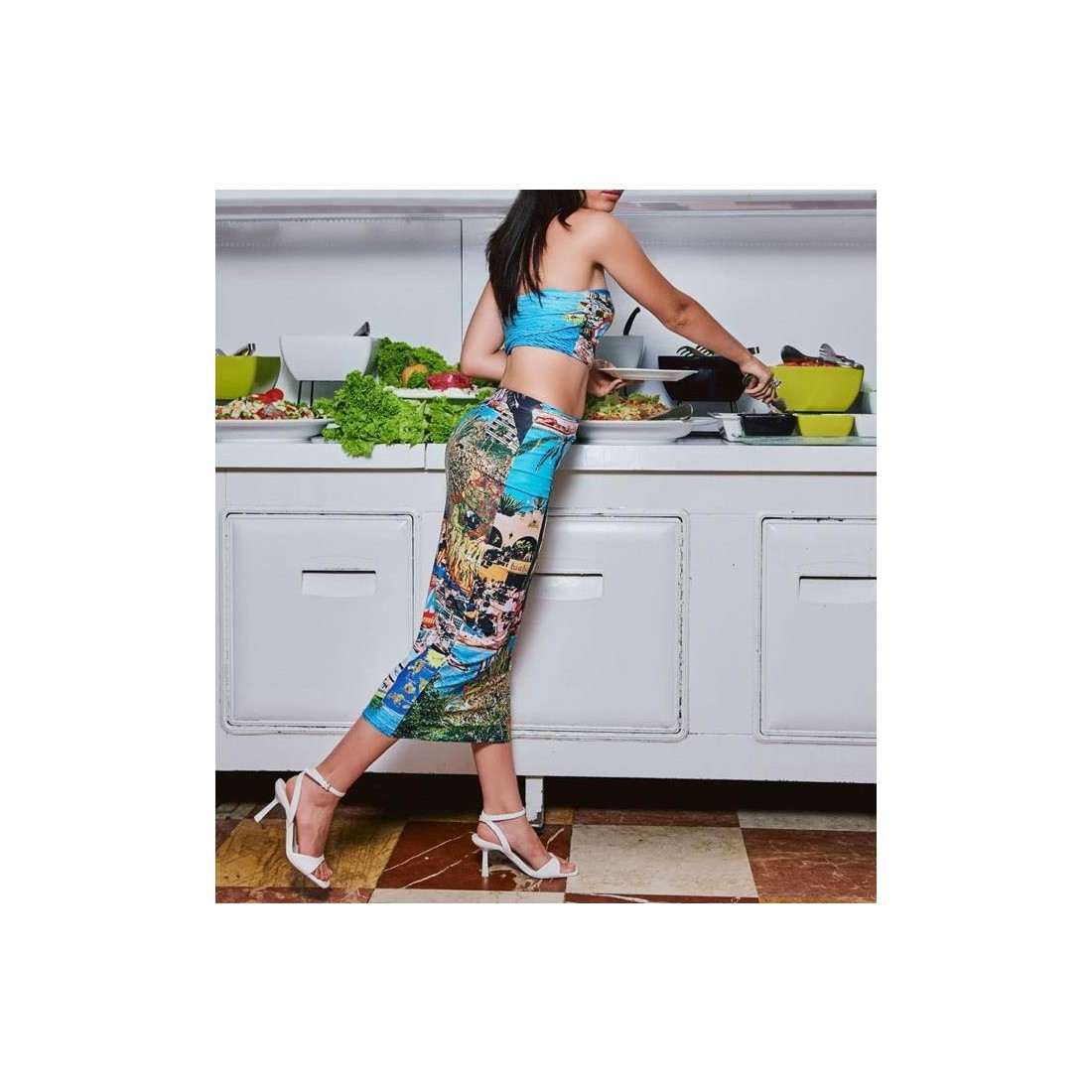 CHACHO TOURIST POSTAL SKIRT MULTICOLOR