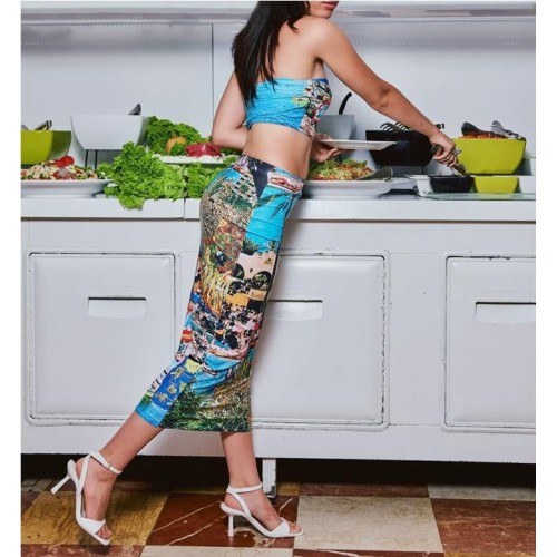 CHACHO TOURIST POSTAL SKIRT MULTICOLOR