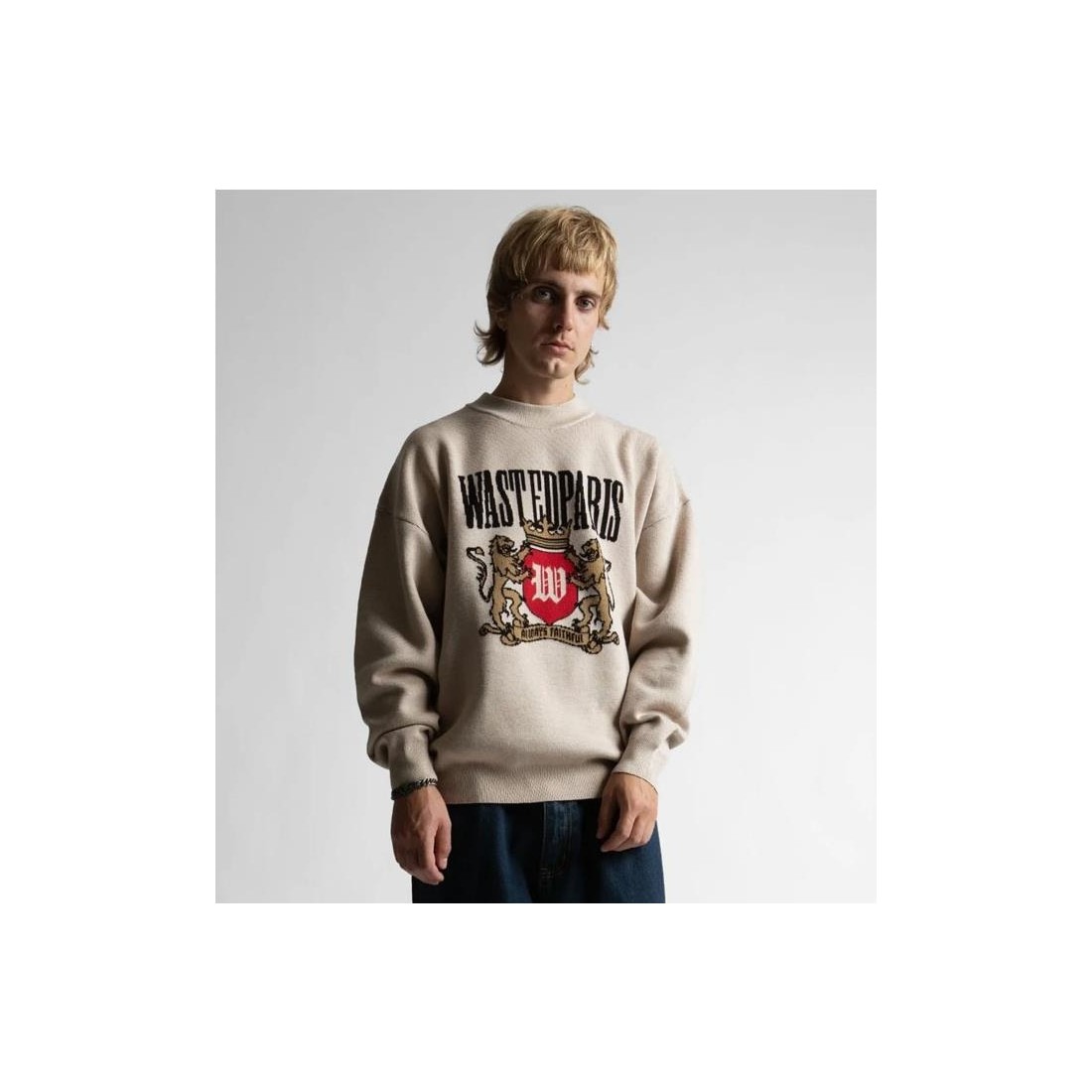 WASTED PARIS CREST SWEATER BEIGE1