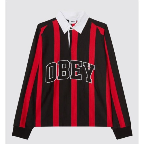 OBEY LANDON STRIPE POLO LS NEGRO