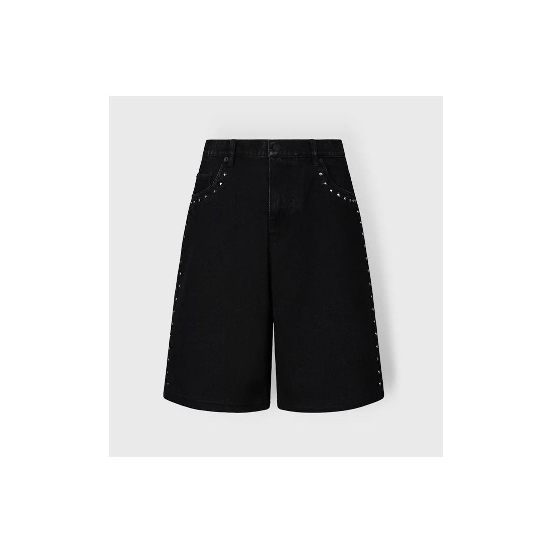 PLEASURES LUCKY STUDDED JORTS NEGRO