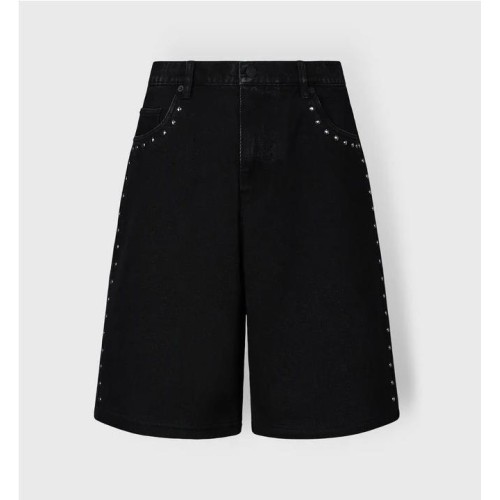 PLEASURES LUCKY STUDDED JORTS NEGRO