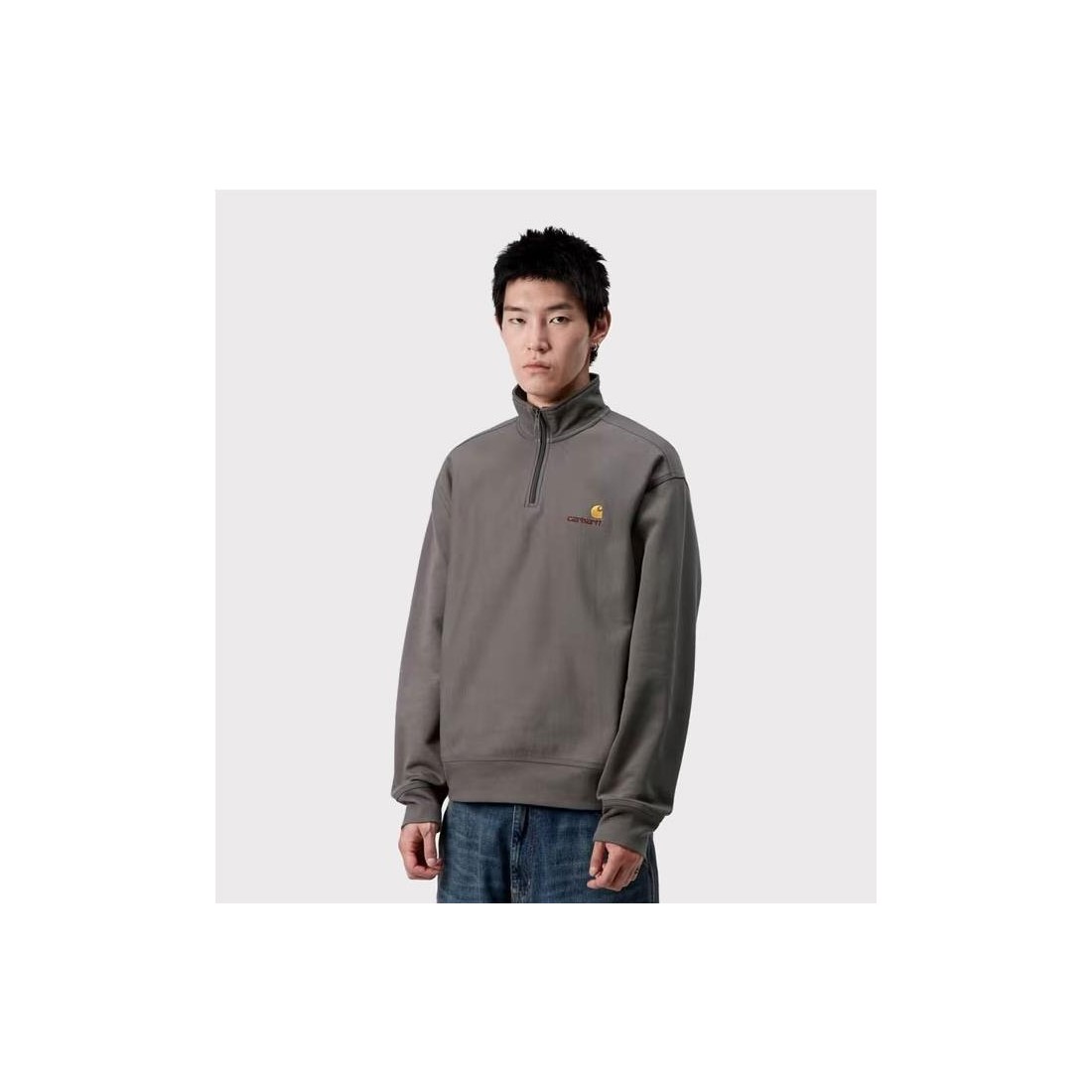 CARHARTT WIP HALF ZIP AMERICAN GRIS OSCURO