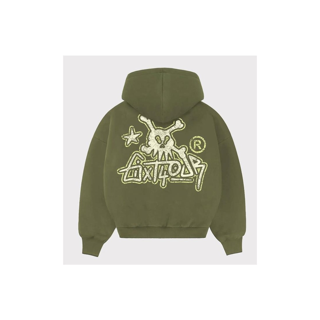 6IXT4OUR SKULL TAG HOODIE VERDE CLARO