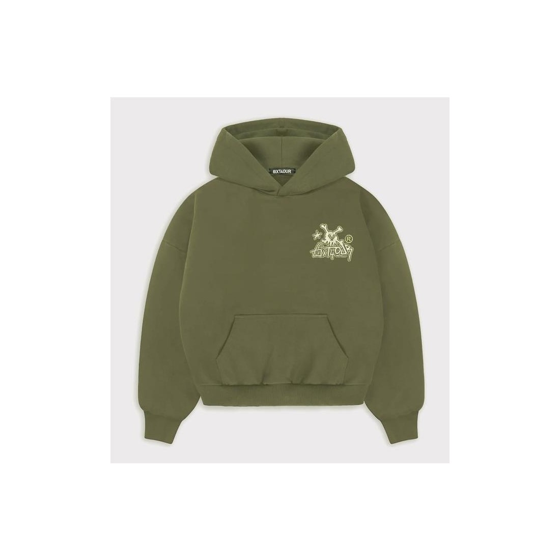 6IXT4OUR SKULL TAG HOODIE VERDE CLARO
