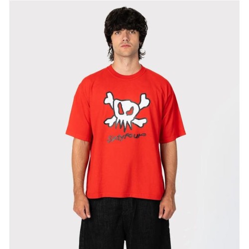 6IXT4OUR DRAWN SKULL RED TEE ROJO