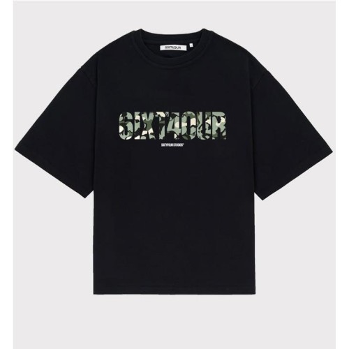 6IXT4OUR GREEN CAMO TEE NEGRO
