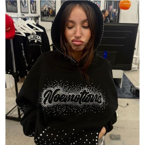 NOEMOTIONS RHINESTONES HOODIE NEGRO