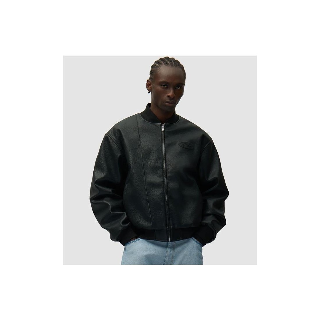 ARTE LEATHER VARSITY JACKET NEGRO