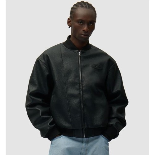 ARTE LEATHER VARSITY JACKET NEGRO