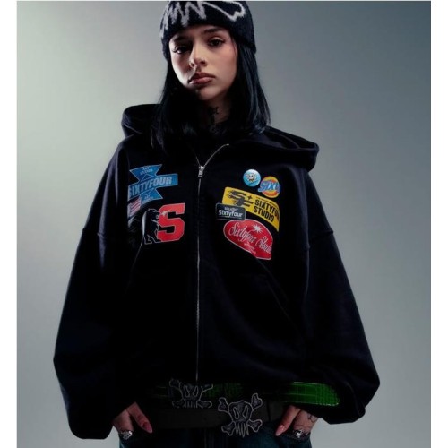 6IXT4OUR BADGES ZIPPER NEGRO