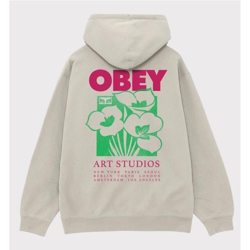 OBEY ART STUDIO FLOWERS HOODIE BEIGE1