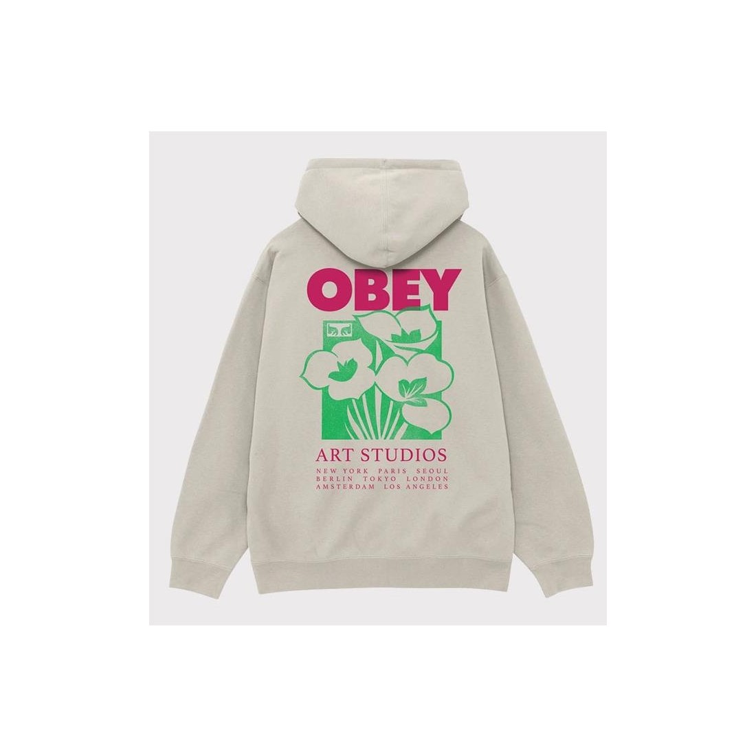 OBEY ART STUDIO FLOWERS HOODIE BEIGE1