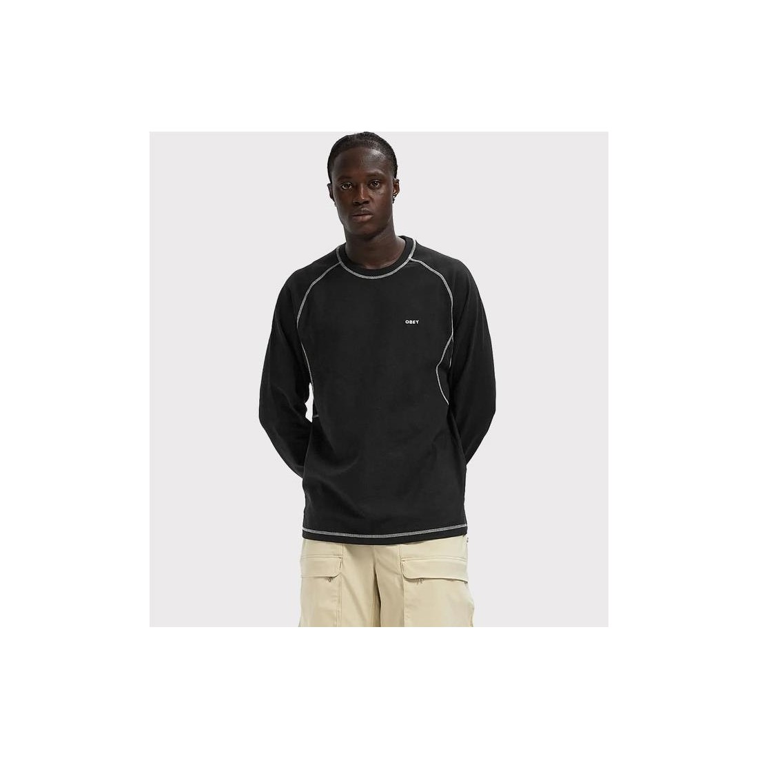 OBEY AARON CONTRAST STICHT LS NEGRO