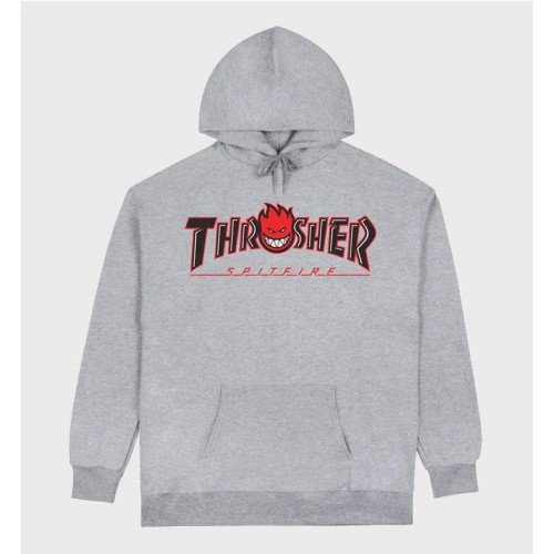 THRASHER BIG HEAD OUTLINE HOOD GRIS