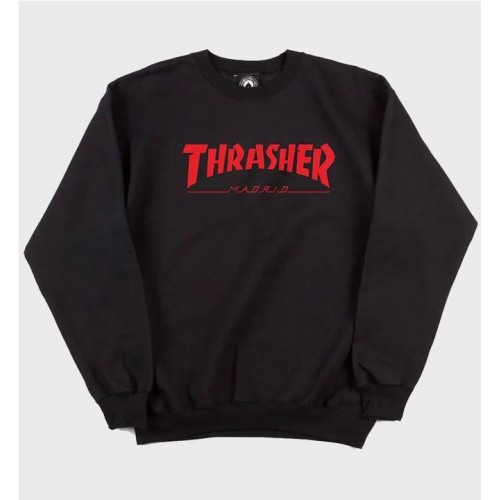 THRASHER MADRID MAG LOGO CREW NEGRO