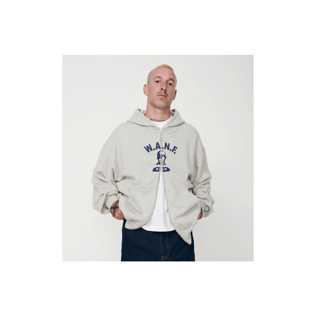 WE ARE NOT FRIENDS BOXY HODDIE GRIS