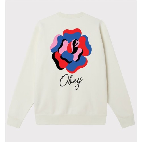 OBEY PAPER ROSE CREWNECK BLANCO