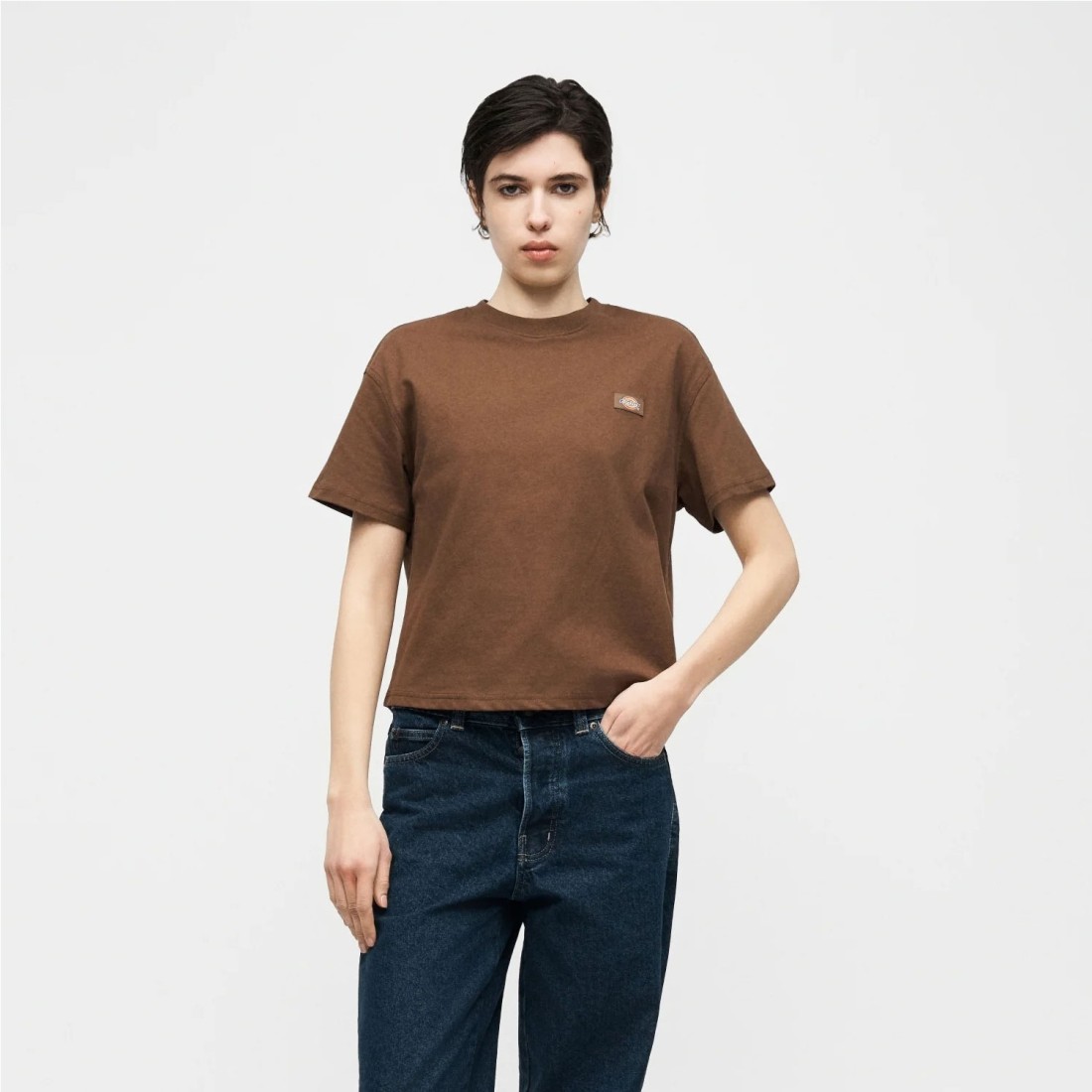 DICKIES W OAKPORT BOXY TEE MARRON