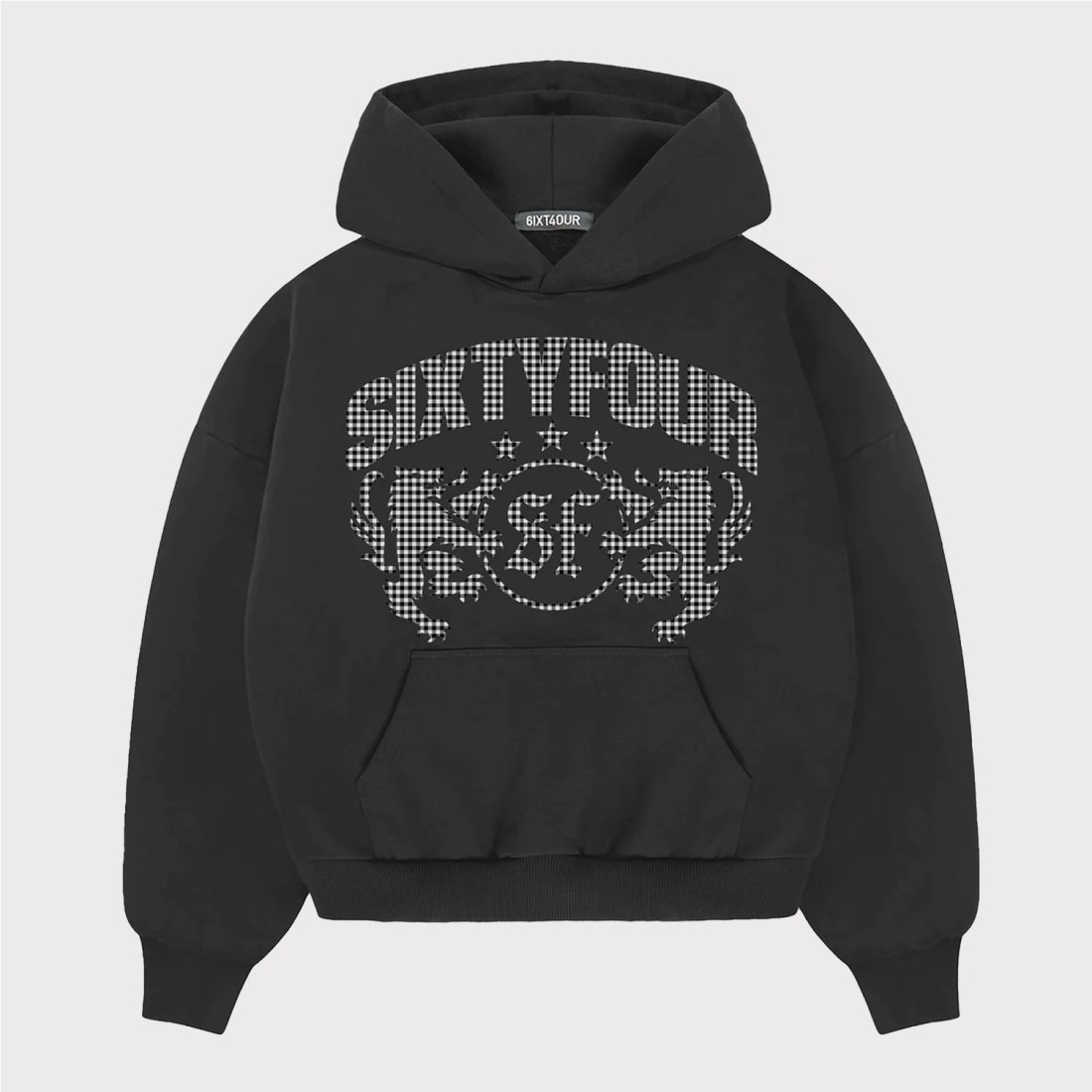 6IXT4OUR PLAID SHIELD HOODIE NEGRO