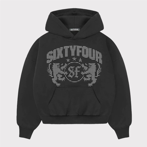 6IXT4OUR PLAID SHIELD HOODIE NEGRO