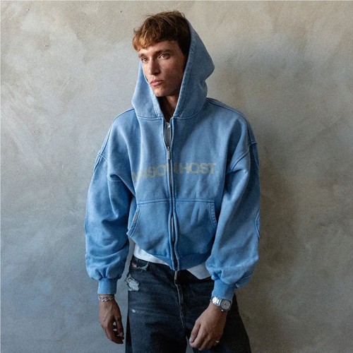 MAISON HOST ERODE ZIPPED HOOD AZUL CLARO