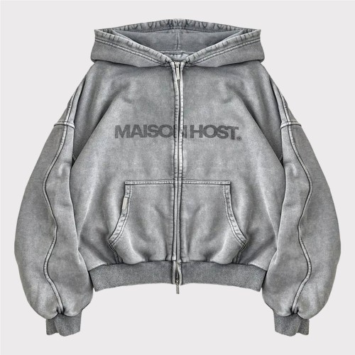 MAISON HOST ERODE ZIPPED HOOD GRIS