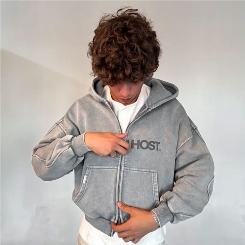 MAISON HOST ERODE ZIPPED HOOD GRIS