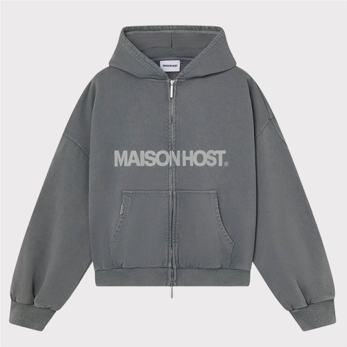 MAISON HOST ERODE ZIPPED HOOD GRIS OSCURO