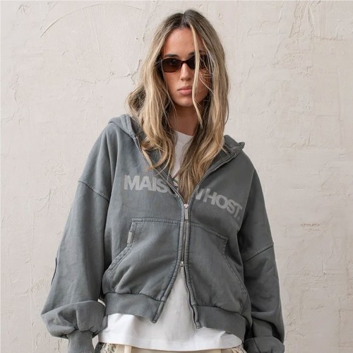 MAISON HOST ERODE ZIPPED HOOD GRIS OSCURO