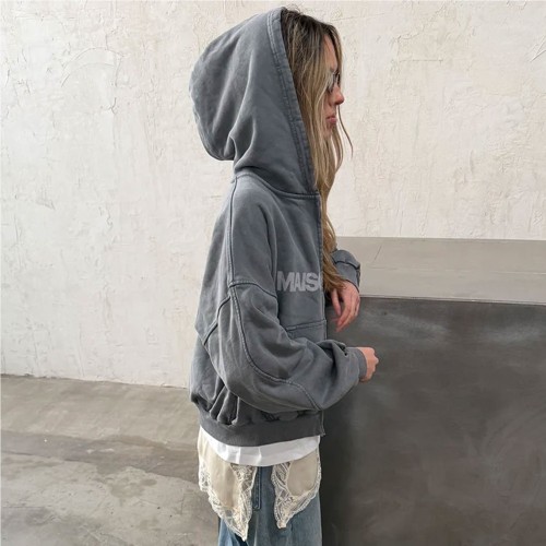 MAISON HOST ERODE ZIPPED HOOD GRIS OSCURO