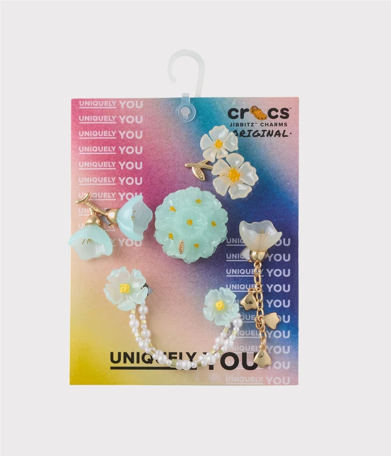 CROCS JIBBITZ BLUE FLORAL 5 PK