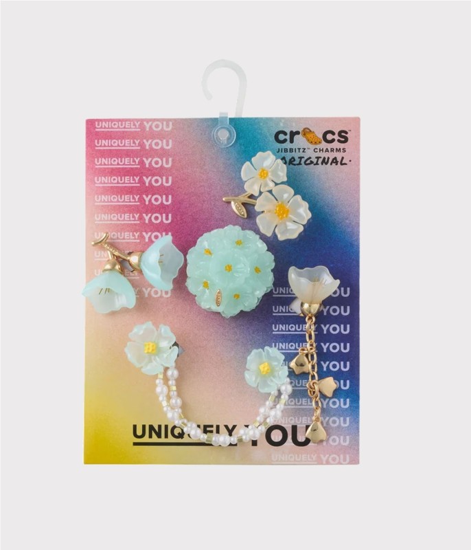 CROCS JIBBITZ BLUE FLORAL 5 PK
