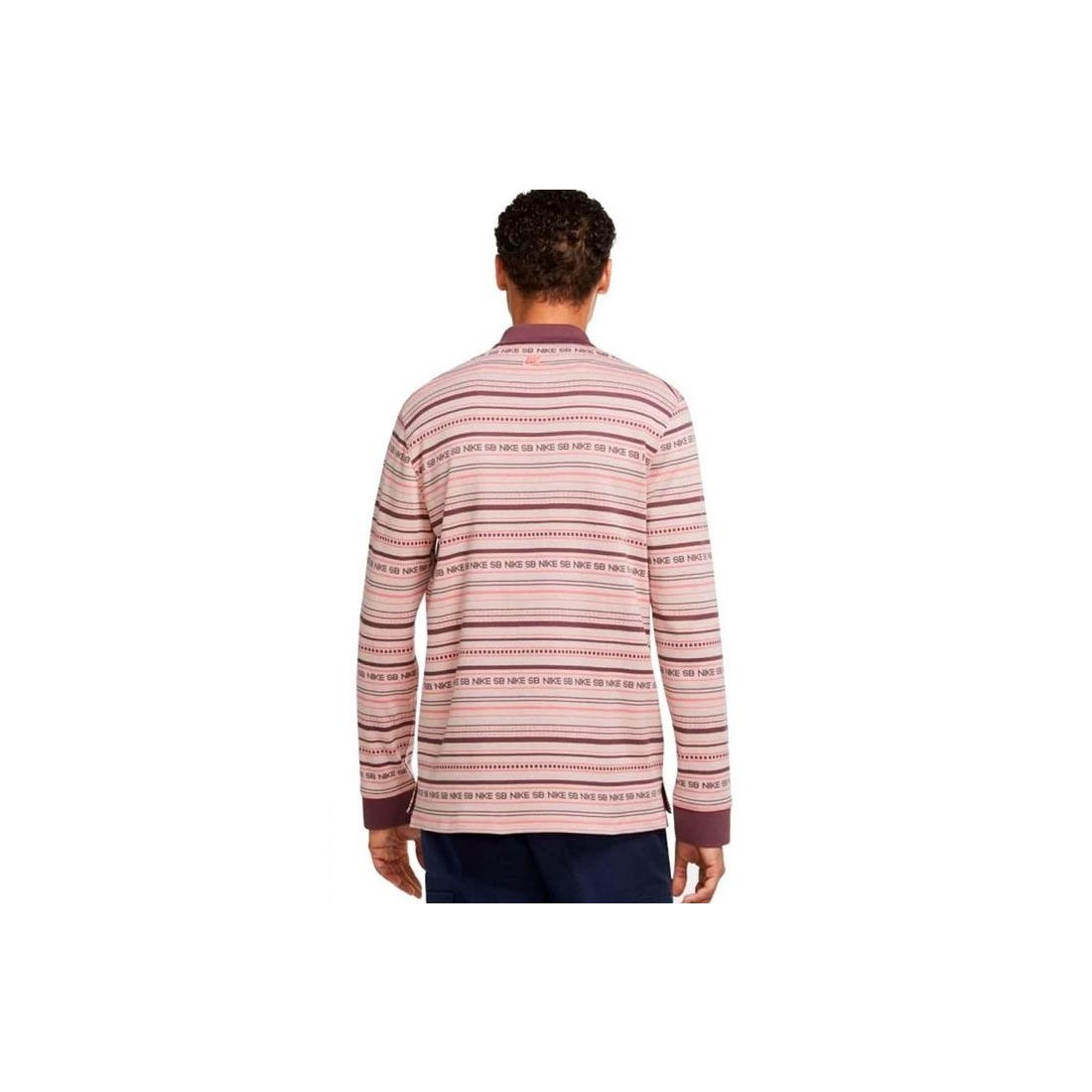 NIKE SB JACQUARD POLO LS ROSADO
